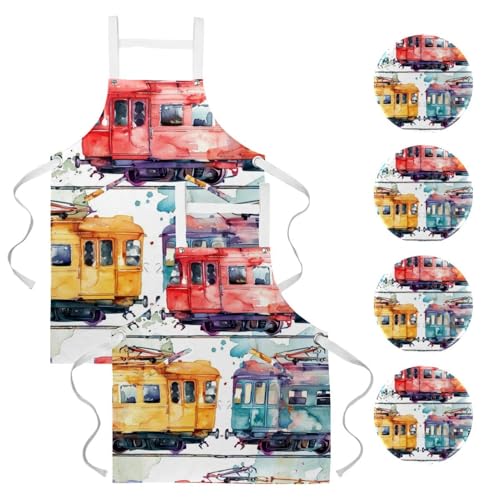 Tablier de serveuse restaurant et nettoyage lot de 2 pièces multicolores