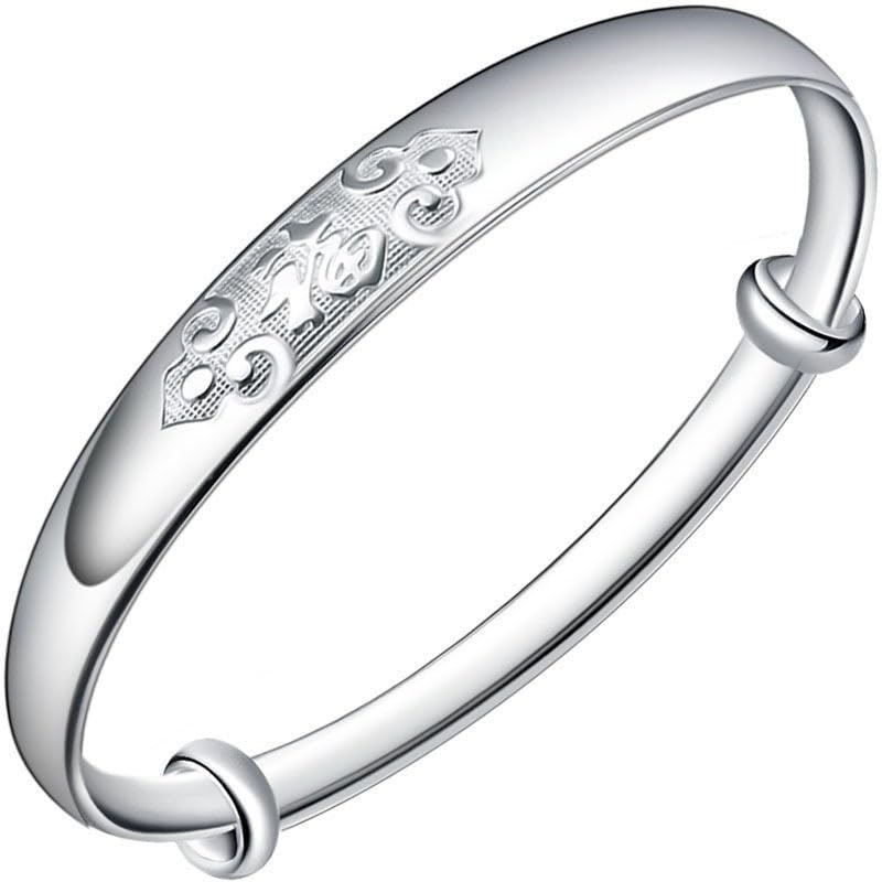 Bracelet sculpté Fu StarGems® en argent sterling 999 massif pour femme