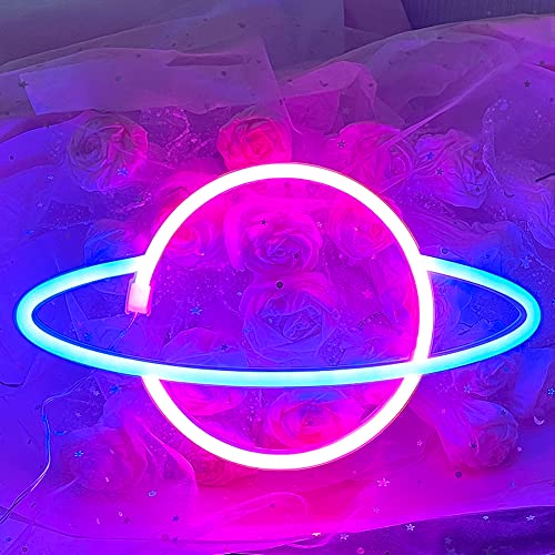 Planète Signs,LED Planète USB ou Alimenté par Batterie Neon Lights Chambre à coucher Festive Kids Playground Party Bar Christmas Planet Neon Decorations Cover