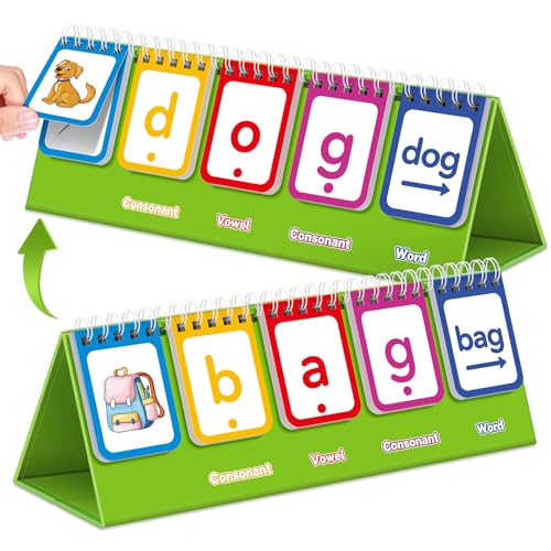 PraxiKidy CVC Word Games,Phonics Flash Cards for Preschool Kindergarten Learning Activity,Spelling Reading Manipulative Educational Toy Speech Therapy Homeschool Classroom School Teacher Supplies