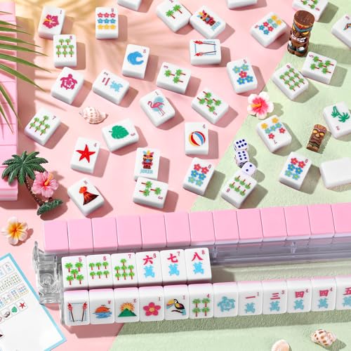 Juego de fichas American Mahjong 160 piezas color rosa miniatura 2