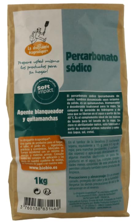 Percarbonato Sodio 1kg Blanqueador y Quitamanchas Natural Ecológico Desodorante Ropa, Sin Cloro ni Fosfatos Vegano, Biodegradable, Eficacia Máxima