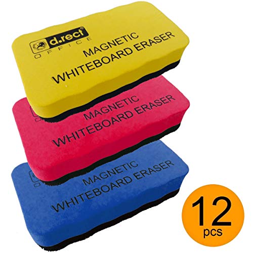 D.RECT Whiteboard Schwamm 12 Stück | EVA Magnetisch Magnettafel Reiniger Löscher Radierer | Wischer mit starkem Magneten für Trockenreinigung Ihres White Boards