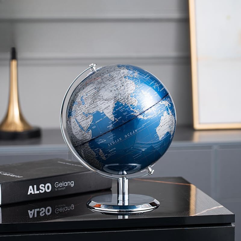 Miniatura 7 de Globo del mundo con soporte de acero inoxidable, globo de escritorio moderno de 8 pulgadas para decoración educativa en casa, oficina, escritorio,