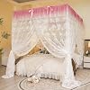 Mengersi Canopy Bed Frame Full Size,Bed Canopy Frame Post Bed Poles,Canopy Bed Curtains Frame Bracket Fit for Metal Bed Wood Bedroom Decor,White