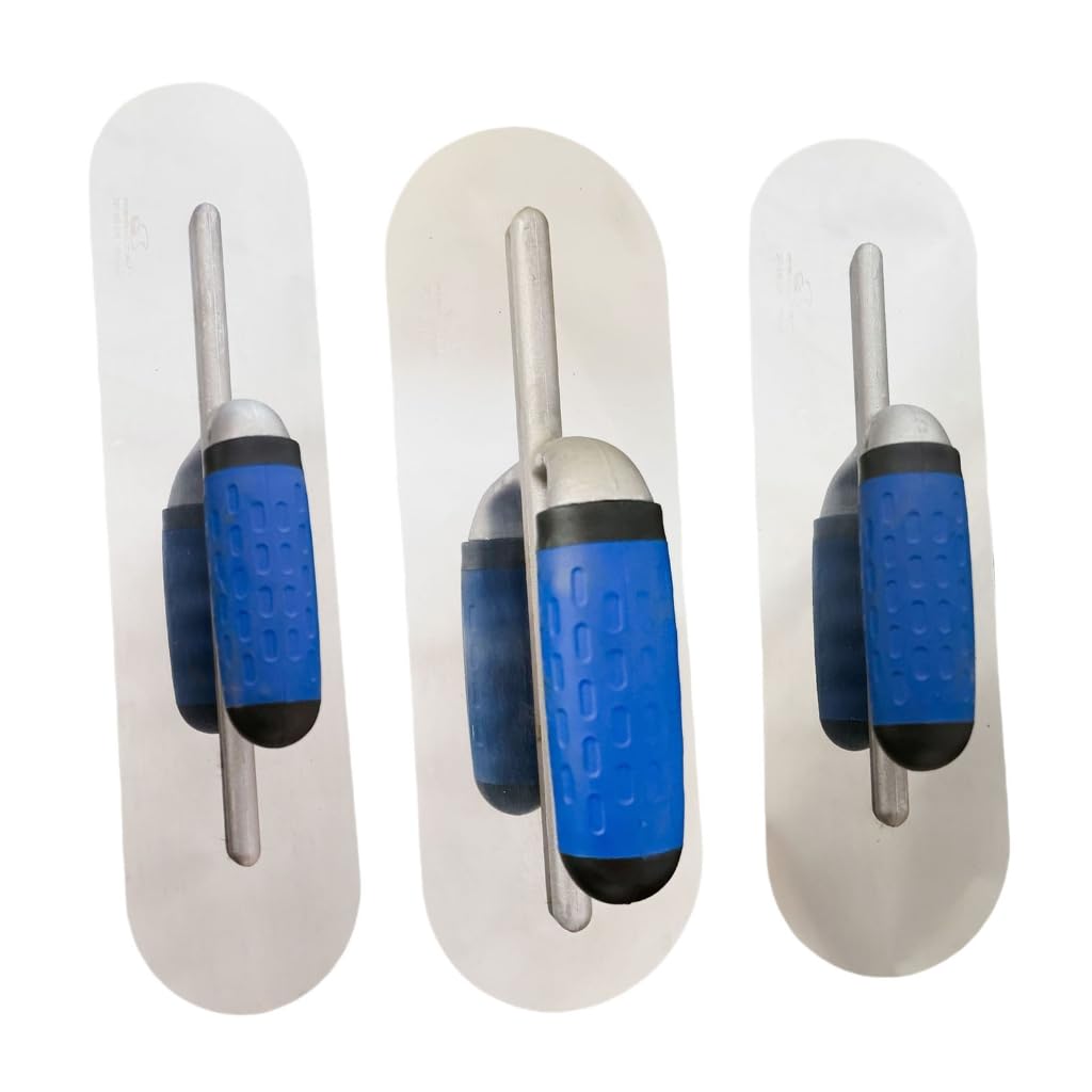 Lot de 3 truelles en acier inoxydable – Poignée ergonomique arrondie Outils de plâtrage pour finition ciment antirouille Idéal pour les projets professionnels et de bricolage