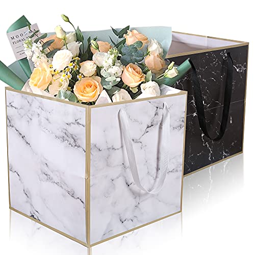 Yerpkefey - 2 bolsas de regalo extra grandes de 11.8 pulgadas, bolsa de papel grande de mármol con asa, bolsa de regalo gigante cuadrada XL, bolsa de regalo grande de boda, enorme bolsa de regalo