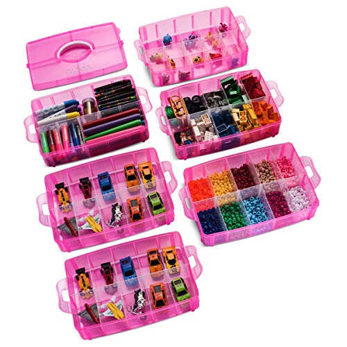 Image of LifeSmart Stackable Bead Storage Organizer Box | DIY Art Craft Case Storage with Adjustable Compartments | Small Plastic Containers with Dividers for Toys, Jewelry, Fishing Tackles and Sewing Supplies