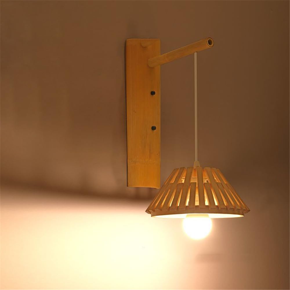 KXEcoLife Modern Weaving Bamboo Art Wall Lamp LED Retro Creative Study Bedroom Living Room Restaurant Cafe Teahouse Corridor Personality Light (Style 15)