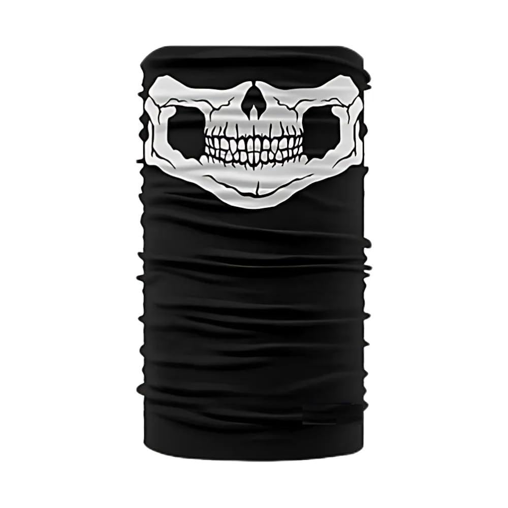Siyah Beyaz Klasik Kuru Kafa Çok Amaçlı Bandana Buff Saç Bandı Maske Balaklava Boyunluk Motosiklet ve Outdoor Kullanımı İçin