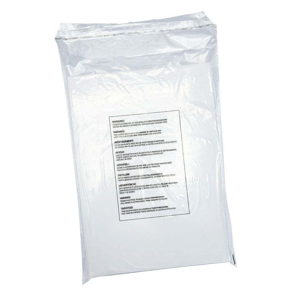 500 Adhäsionsverschlussbeutel LDPE mit Warntext gelocht 300 x 500mm 40my