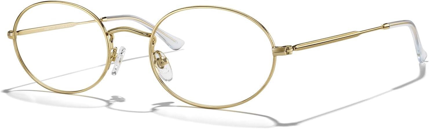 Oval Reading Glasses for Women Men Blue Light Blocking Computer Thin Metal Full Rim...