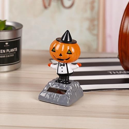Miniatura 2 de 9 piezas de cabezas de bobbleheads de energía solar, juguete de baile de cabeza agitada solar de Halloween, figuras de cabeza de bobble, para