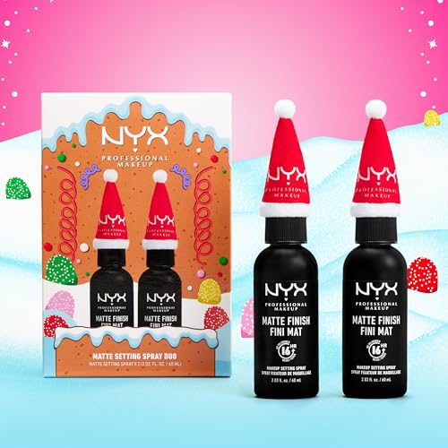 Image of NYX PROFESSIONAL MAKEUP Makeup Setting Spray Duo Holiday Gift Set - Matte Finish, Long-Lasting Face Mist for up to 16HR Wear, Vegan Formula (Full Size Duo)