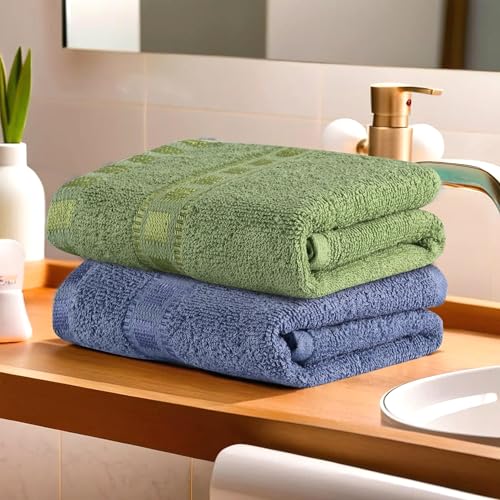 Image of Kuber Industries Pack of 2 Cotton Hand /Face Towels For Men & Women | Easily Washable | Workout Gym Napkins For Men | Pocket Towel - Dark Blue & Green