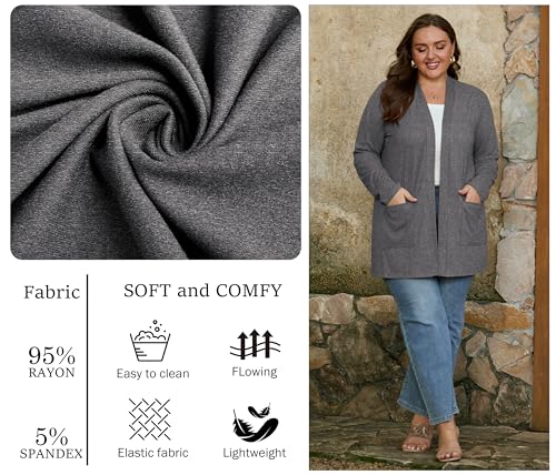 Image of OLRIK Plus Size Cardigan for Women 2026 Lightweight Open Front with Pockets