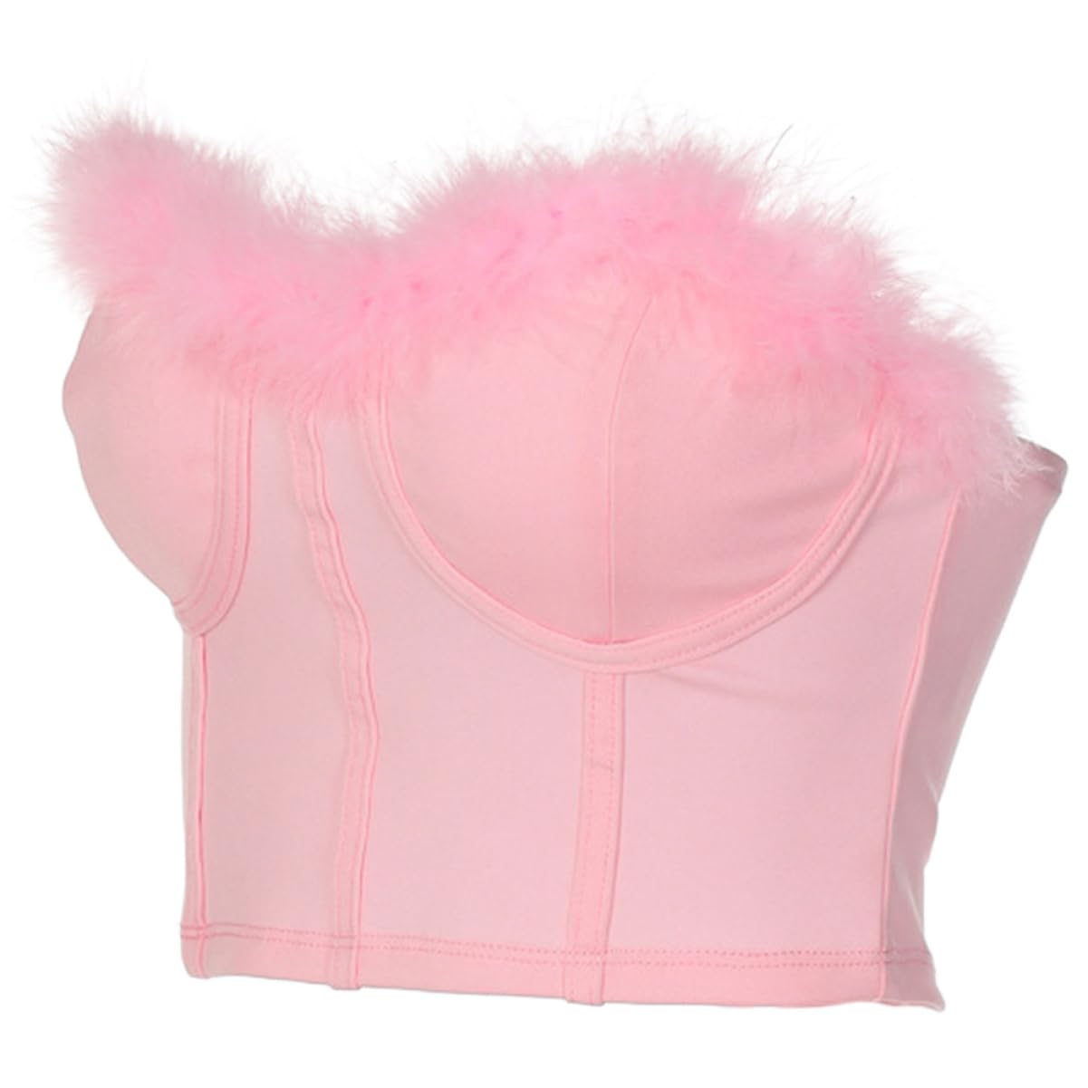 GALPADA 3 Piezas De Piel Interior Del Pecho Tiras Tanque Fuzzy Crop Tube Top Bandeau Chaleco Tanque Bustier Backless Crop Tube Mujer Túnica Top Rosa Fuzzy Top Mujer Spandex Camisa Corsé
