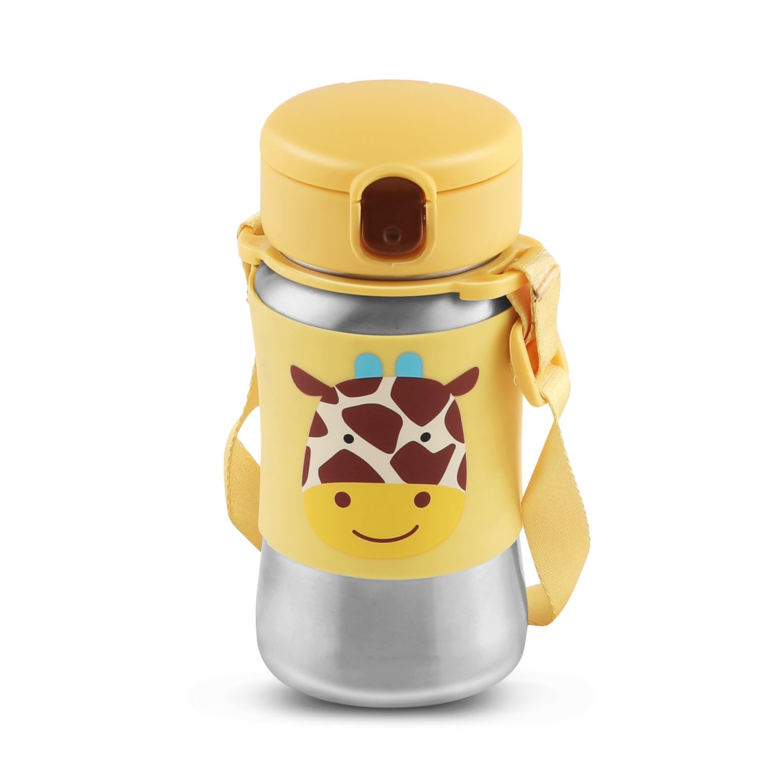 JAYPEE Lil Buds Baby Sipper Bottle for Kids |Food Grade Stainless Steel with Straw|Better Grip with Silicone Cladding|Adjustable Strap for Easy Carry|Drinking Sippy Cup for 6 Month Toddlers, Yellow-image-25