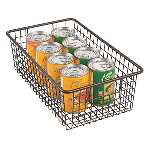 Mdesign Metal Wire Food Storage Basket Organizer With Handles For Organizing Kitchen Cabinets, Pantry Shelf, Bathroom, Laundry Room, Closets, Garage - Omni Collection, Bronze #TOP6