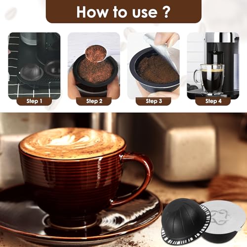 4 cápsulas Vertuo reutilizáveis, cápsulas recarregáveis de café Vertuo para refil VertuoLine, compat