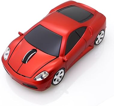 Wireless Mouse Sport Car Shape Computer Optical Mice USB 2.4Ghz Ergonomic Design for PC Laptop Chrome Book Red