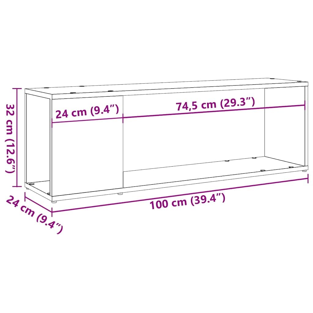TV-Schrank Artisan-Eiche 100x24x32 cm Holzwerkstoff | Reichlich Stauraum, pflegeleicht mit feuchtem Tuch, robuste glatte Oberfläche, für Wohnzimmer