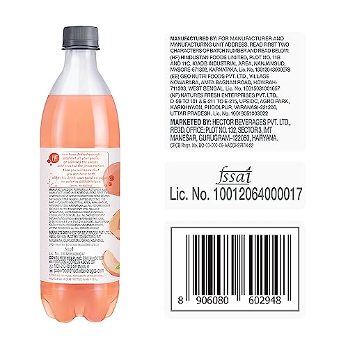 Image of Paper Boat Zero Peach Sparkling (Soda) Water - Pack of 12, 600 ml Each| Zero Sugar, Zero Calories | Sugar Free | Flavoured Carbonated Water | No Aspartame