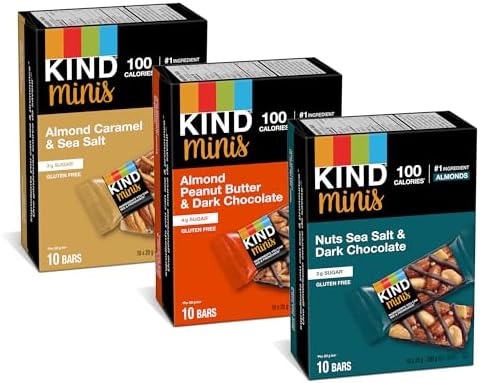 KIND Mini Snack Bars Variety Pack, Healthy Snacks, Gluten Free, Low Calorie Snack, 30 Count