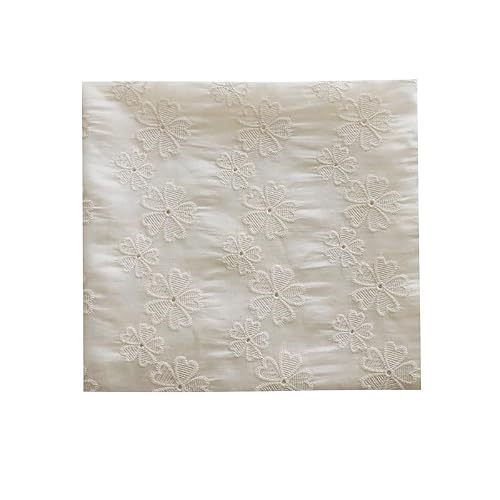 Material for Sewing Beige Apricot Floral Embroidered Cotton Fabric for Children's Clothing DIY Apparel Sewing Accessories