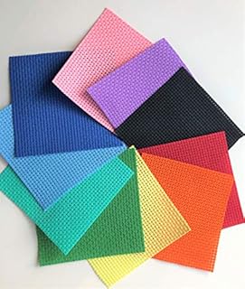 Hand Cut Coloured Binca Squares (Pack 10) 6 Count Cross Stitch Fabric 100% Cotton 15cm x 15cm Plus Stitch Pattern Sheet