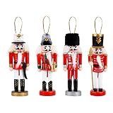Casse-Noisette en Bois de Noël ,4 PCS Casse-Noisette de Noël Puppet Soldie , Pendentifs en Bois d'arbre de Noël pour décorations de Noël Ornements de Noël Cadeau