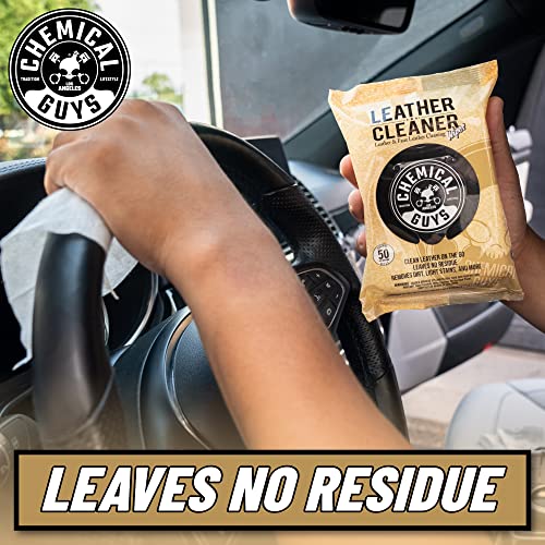 Chemical Guys Pmwspi20850 Leather Cleaner Wipes Mega 50 Pack For Car Interiors, Furniture, Boots, And More, Works On Natural, Synthetic, Pleather, Faux Leather And More, (50 Ct) #TOP6