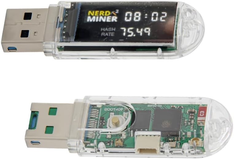 New NerdMiner V2 Dongle USB Plug Hashrate 300Kh/s with Display T-Dongle S3 BTC Crypto Solo Lottery with Low Power Consumption by OEMGMINER