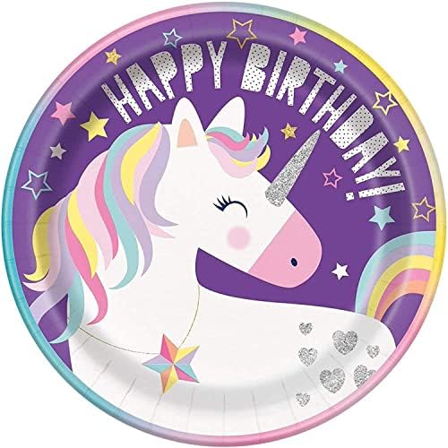 Unique Stunning Unicorn Round Dinner Plates - 9" (Pack of 8) - Durable & Vibrant Party Essentials, Perfect for Enchanting Parties & Celebrations image 2