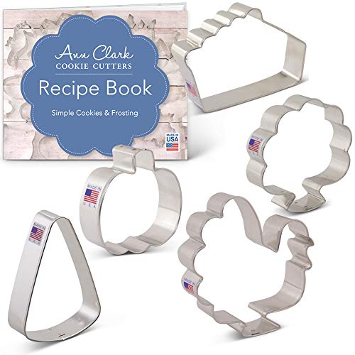 Ann Clark Cookie Cutters 5-Piece Thanksgiving Feast Cookie Cutter Set with Recipe Booklet