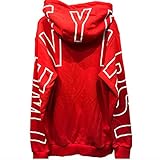 [ビーロマンス] パーカー 裏毛 長袖 メンズ ゆったり 大きいサイズ デカロゴ レッド ホワイト [並行輸入品]