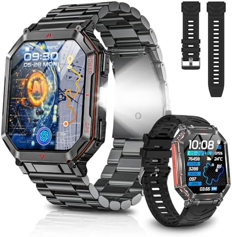 （21:30時点） スマートウォッチ【2025最新進化 ChatGPT搭載 AI文字盤 内蔵GPS】高輝度懐中電灯 2.01インチ大画面 Bluetooth5.3通話 LINE/メッセージ通知 振動と着信音設定 GPS運動記録 防塵防水 100＋運動モード 歩数計 遠隔撮影 音楽制御 天気予報 スポーツウォッチ アンドロイド対応/iPhone (ブラック)