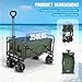 EVLIQUIL Beach Wagon,Collapsible Foldable Wagon Cart with Big Wheels,Utility Folding Grocery Lounge All Terrain Wagon with Side Pocket and Brakes for Sand Camping Sports Outdoor(Green).