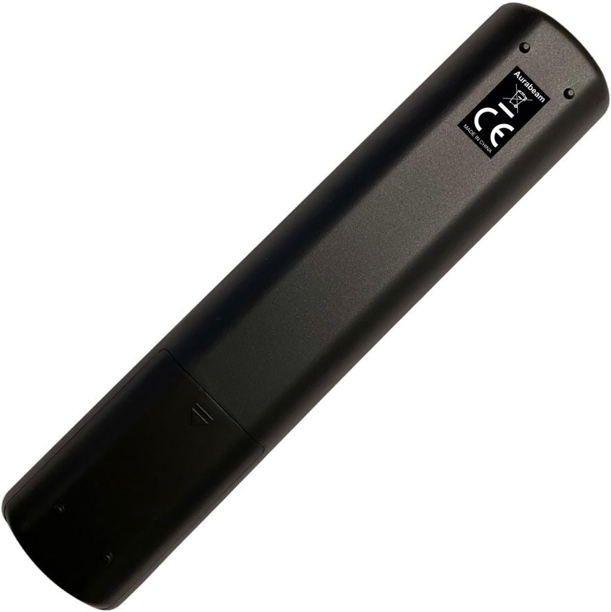 Back view of the remote control showing the battery compartment and Aurabeam branding.