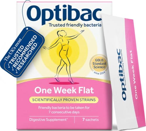 Optibac One Week Flat, Vegan Digestive Supplement, 1 Week Supply, 7 Sachets