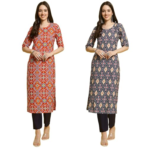 Image of Tee Projekt Straight Kurta & Pant for Women Ethnic Kurta Set for Women (Pack of 2)