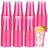 VZZNN 200 Pack Pink Plastic Party Cups, 16 oz Disposable Wine Glasses, Pink Clear Cups for Cocktails, Refreshments, Birthday, Wedding, Valentine’s, Bachelorette, and Holiday