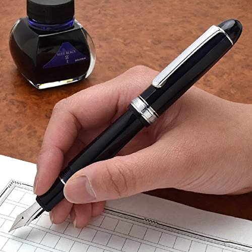 platinum fountain pen 3776 century rhodium finish black diamond soft fine point pnb-18000cr7-sf with kanji love sticker
