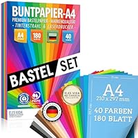 Buntes Papier A4 - MEGA Bastel-Set – 180 Blatt Buntpapier, 40 Farben & Premium Bastelpapier 80g/m² FARBENZAUBER - Origami Papier, Basteln, Farbiges DIY Zubehör & Bastelsets für Kinder, MADE IN GERMANY