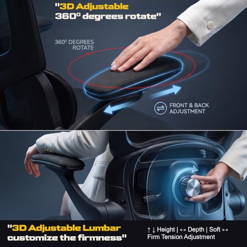 Image of DROGO Vesby Ergonomic Office Chair for Work with Dual Adaptive Lumbar Support | Breathable Mesh Computer Chair with 3D Headrest,3D Padded Armrest | Gaming Chair with 135 Recline, 1-Yr Warranty(Black)