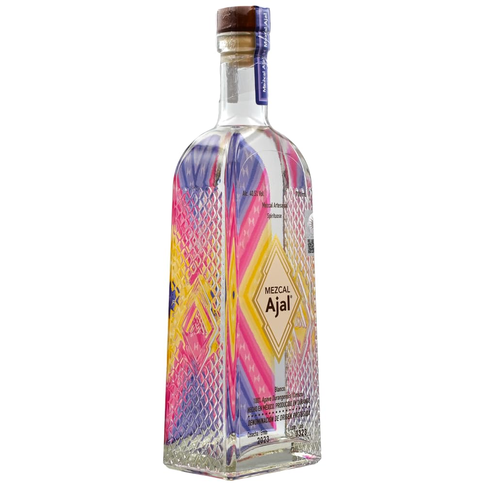 Mezcal Ajal | 100% Cenizo Agave | Artesanal - Handgefertigt in Durango, Mexiko | Leicht rauchig und mild, Perfekt für Cocktails oder zum puren Genuss | 40.5% (0.7 l)