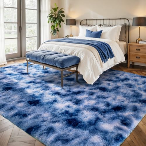 Tapete suave azul blanco 6x9 ft moderno para interiores miniatura 3