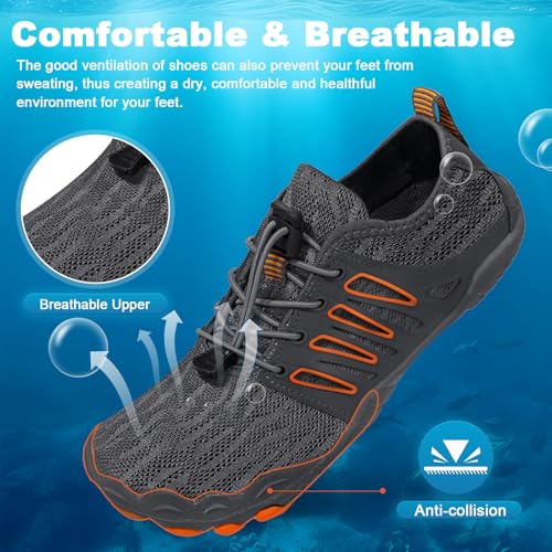 Image of Hike Barefoot Water Shoes for Women Men, Quick-Dry Aqua Footwear Breathable Non-Slip Wide Toe Shoe for Beach Swim River Pool Lake Hiking Kayaking Surfing