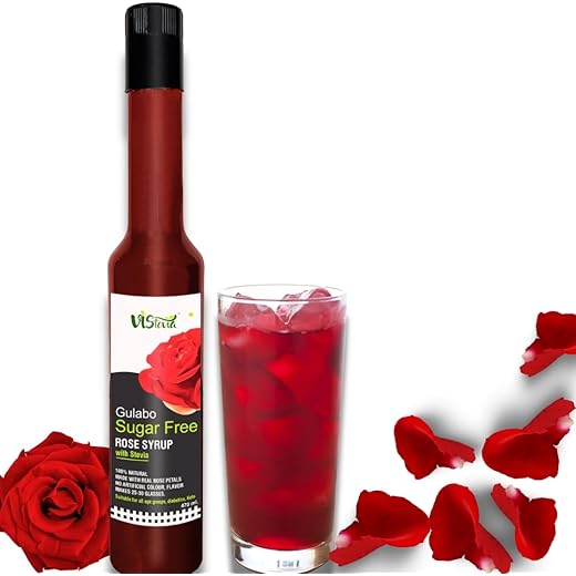 VIStevia Gulabo Sugar free Rose Syrup Diabetic And Keto Frie