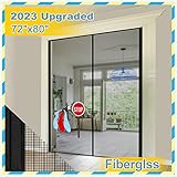 Mkicesky 60 x 80-Inch Magnetic Screen French Mesh Curtain Durable, Keep Bug Out, Kids/Pets Entry Friendly Fit Door Opening Up to 58 x79-Inch Max, Black-Fiberglass